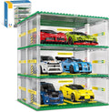 Creative Three-Story Building Block Garage with Display Features Compatible with Small Lego Cars (130 Pieces) Ideal for 8-Studs Wide Building Blocks Cars (Cars Not Included)