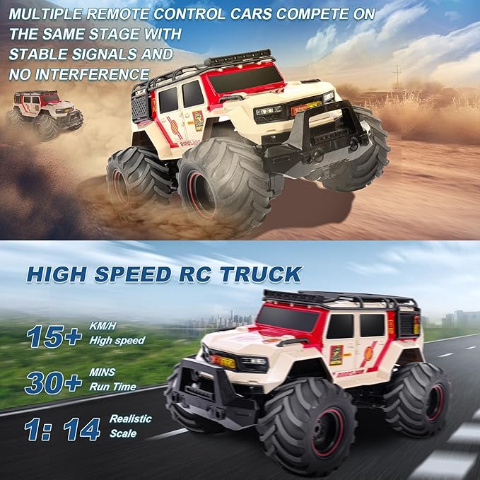 1:14 RC Police Car Waterproof Amphibious Remote Control Police Car for Kids with Siren Lights Boys Girls Age 6 7 8 9 10 11 12 Gift Present Toy(Yellow)