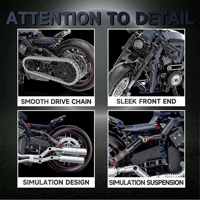 1:8 Motorcycle Building Blocks Toy Kit 623PCS for Adults and Motorcycle Enthusiasts Collectible Building Toy for Adults Birthday Gifts Build A Model Motorcycle