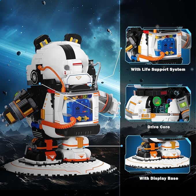 NUTCRACKER Space Panda Astronaut Building Blocks Kits - Animals Panda Toy Building Set for Adult Cool Space Panda Collection Display Model Birthday for Teens Boys Girls 14+ Age (829 Pieces)