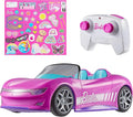 Hot Wheels Barbie RC Toy Car Remote-Control Pink Convertible Can Hold 2 Barbie Fashion Dolls &amp Trunk Opens for Storage Sticker Sheet for Customizing