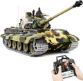 1/16 RC Tank Heng Long German King Tiger model Army Toy with Smoke Sound Light 2.4G Remote Control Tank That Shoot with Upgraded Metal Track Idler and Sprocket Wheel Steel Gearbox Two Batteries