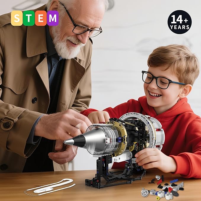 Jet Engine Model Kit that Runs App Controlled Building Blocks Sets with Motor Visible Aircraft Engine Building Kit for Adults &amp Kids 14+ Year Old (564 PCS)