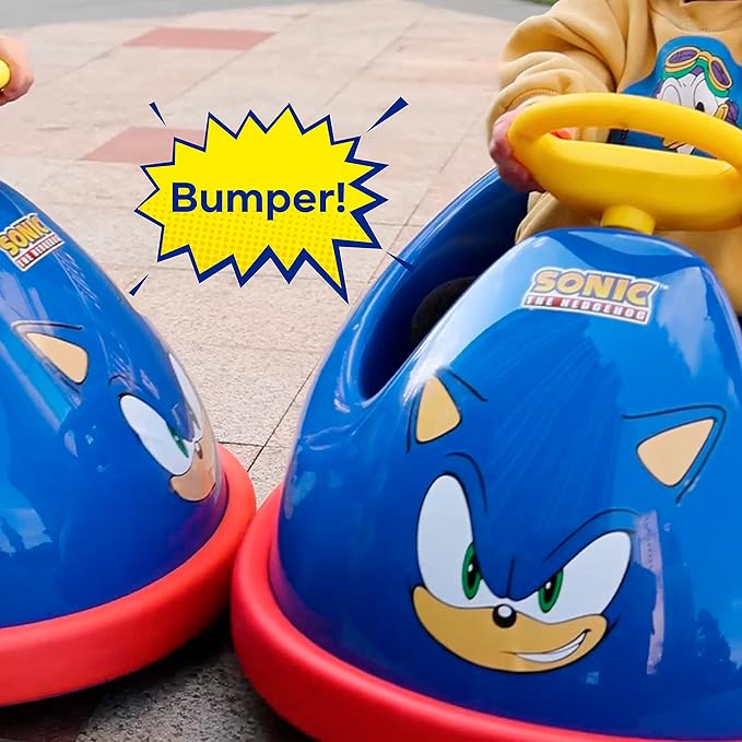 Sonic The Hedgehog Bumper Car for Kids 2 Speed Electric Vehicle Toddler Bumper Car with Remote Control and 360 Degree Turning 6V Motor LED Lights Gifts for Toddlers Large