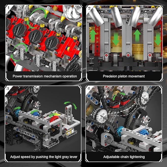 Mould King V8 Engine Building Blocks Sets V8 Engine Model Kit That Runs MOC Engineering Model Building Kit with Battery and Motor 2718 PCS Building Blocks for Adults