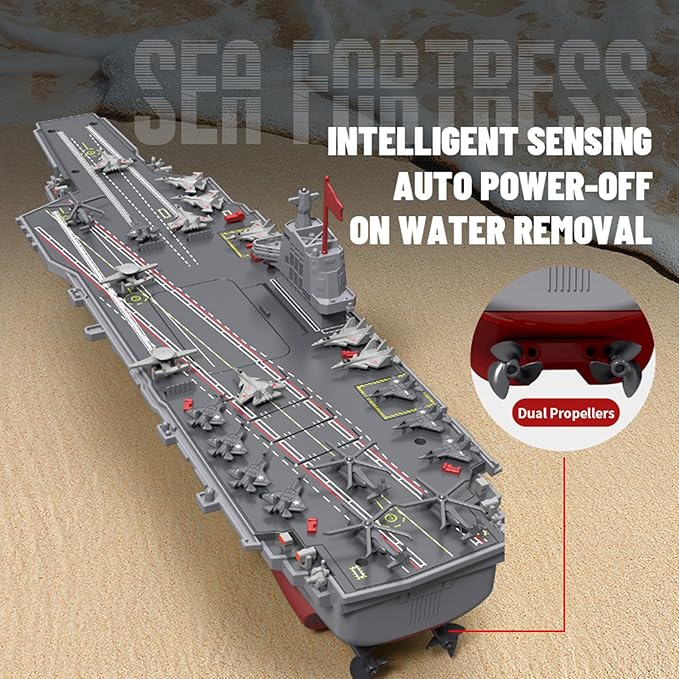 RC Boats 2.4G Remote Control Warship Battleship Aircraft Carrier for Adults and Teens 20KMH High Speed Remote Control Militaryship DIY Battleship for Pool &amp Lake (2 Batteries)
