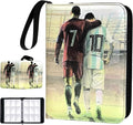 Soccer Card Binder - 900 Capacity 9-Pocket Trading Card Album 3 Ring Card Holder Binder Waterproof PU Leather Zip Closure Perfect Christmas Birthday Gift for Kids &amp Collectors