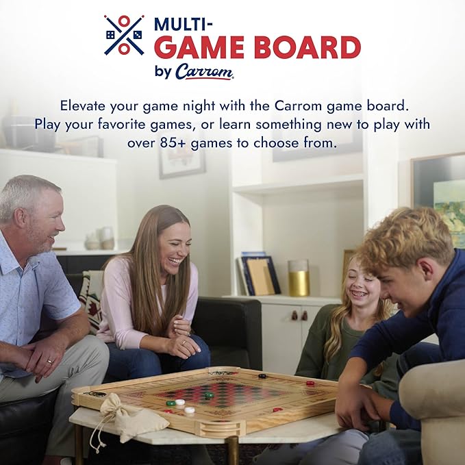 Carrom Board Game Set — Large Board Games for Adults &amp Children — Over 85 Board Games for Family Game Night — All in One Board Game Set