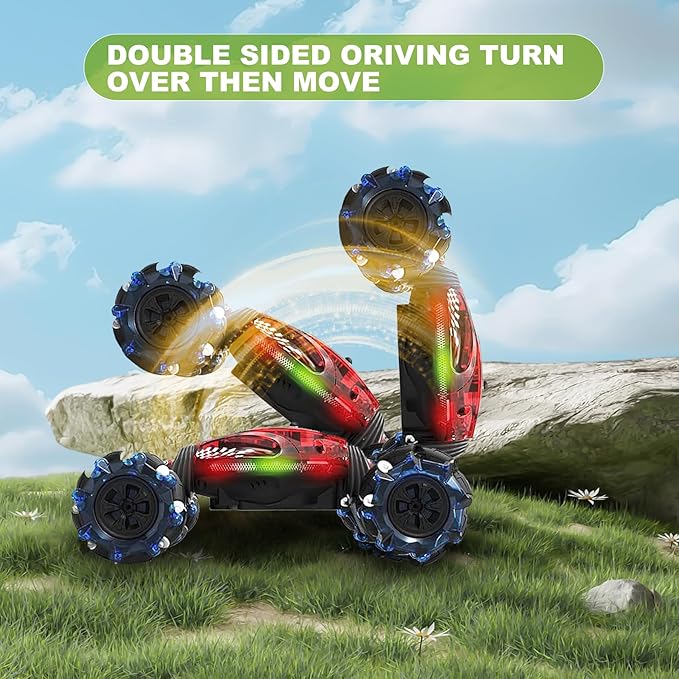 Gesture RC Car1:24 4WD Transform Off-Road Stunt Car with Gesture &amp Remote Control 360° Flips Drift Vehicle with LED Lights Music All Terrain Toy Cars Gifts for Boys Girls Age 6-12