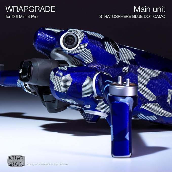 WRAPGRADE Skin Stickers Compatible with DJI Mini 4 Pro | Full Wrap (Stratospher Blue Dot Camo)