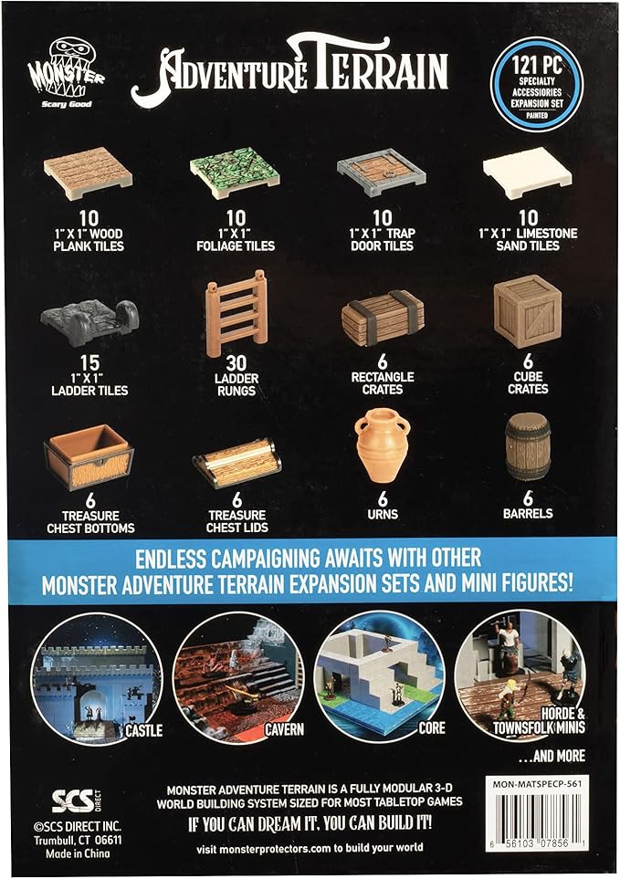 Monster Adventure Terrain 3D Interchangeable Builder System - 121pc Painted Specialty Accessories Set - Build Modular Worlds in a Snap &amp Elevate Your Campaign - Compatible with DND Dungeons &amp