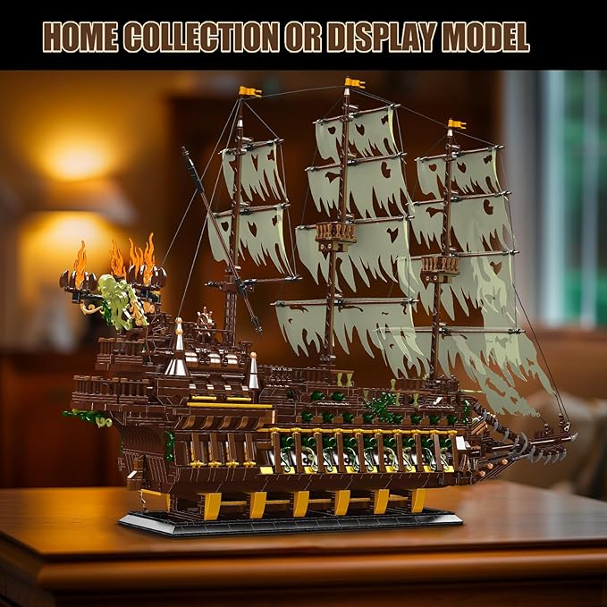 NUTCRACKER Pirate Ship Model Building Set for Adult - Large MOC Dutchman Pirate Ship Home Collection or Display Model Pirate Ship Toy Building Set Christmas Birthday Gift for Adult Teen 14+（3653Pcs