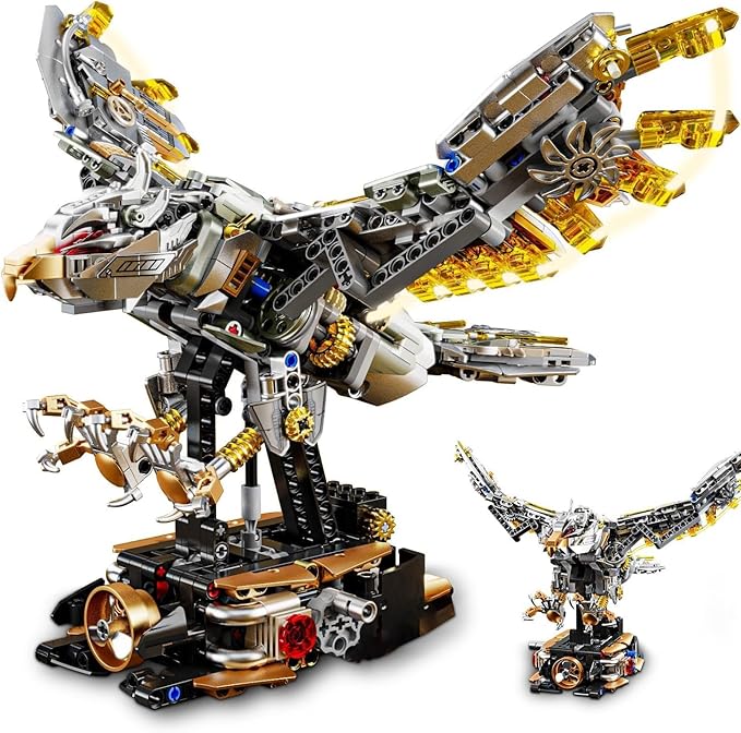 Mechanical Eagle Building Set with Light Compatible with Lego for Adult Rotatable Eagle Building Blocks Gift for Girls Boys Teens Age 12+ (1168 PCS)