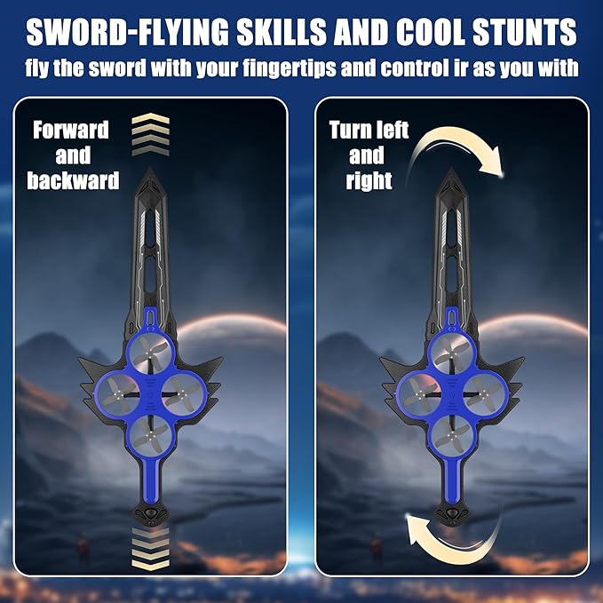 Flying Sword RC Airplane Flying Dagger Remote Control Airplane Drone for Kids Adults 8-16 Gesture Control Planes with 360° Flip Fighter Jet Toy Stunt Roll Gifts for Kids Boys Girls Large