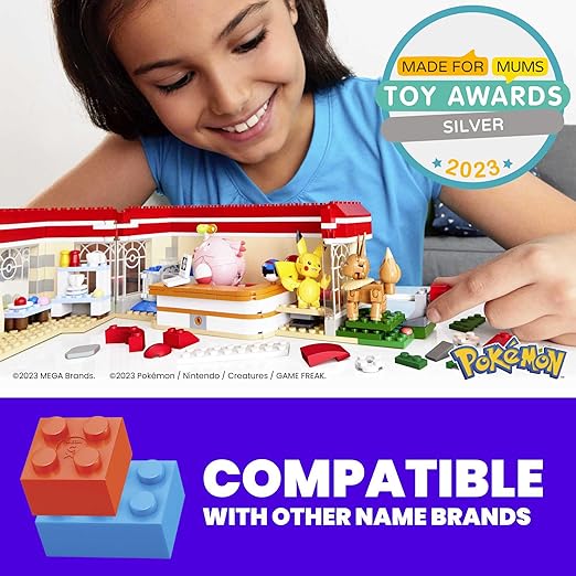 MEGA Pokemon Action Figure Building Toys Forest Pokemon Center with 648 Pieces 4 Poseable Characters Gift Idea for Kids
