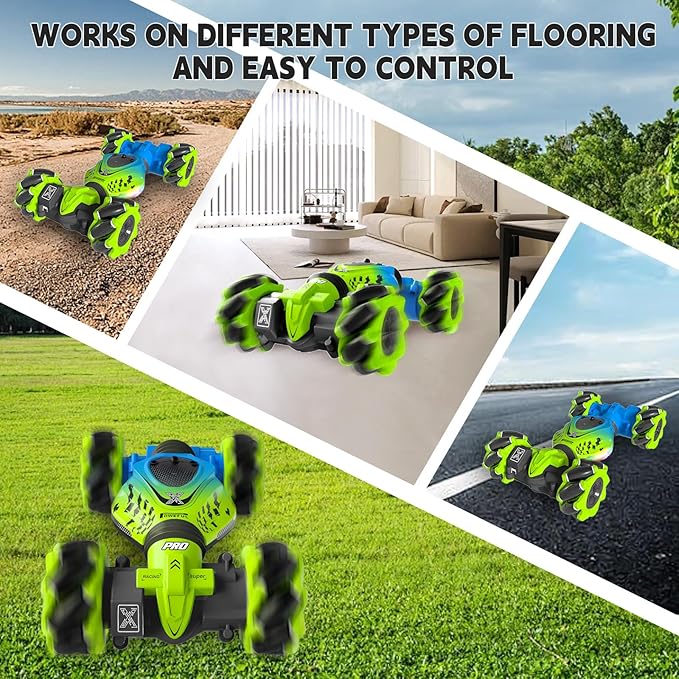 Remote Control Car - RC Drift Car for Boys Age 8-12 Gesture Sensing RC Stunt Cars 4WD Hot Wheels Cars Toy for Kids 4 5 6 7 8 9 10 Year Old Boy Birthday (Green)