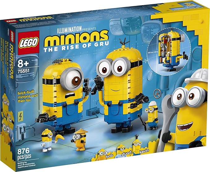 LEGO Minions: Brick-Built Minions and Their Lair (75551) Building Kit for Kids Great Birthday Present for Kids Who Love Minion Toys and Kevin Bob and Stuart Minion Characters New 2020 (876 Pieces)