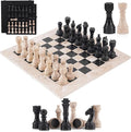 Marble Chess Set 15 Inch Handmade Travertine &amp Black Luxury Board Games for Adults Elegant Table top Board Game Travel Chess Pieces &amp Storage Box for Gifts &amp Home Decor