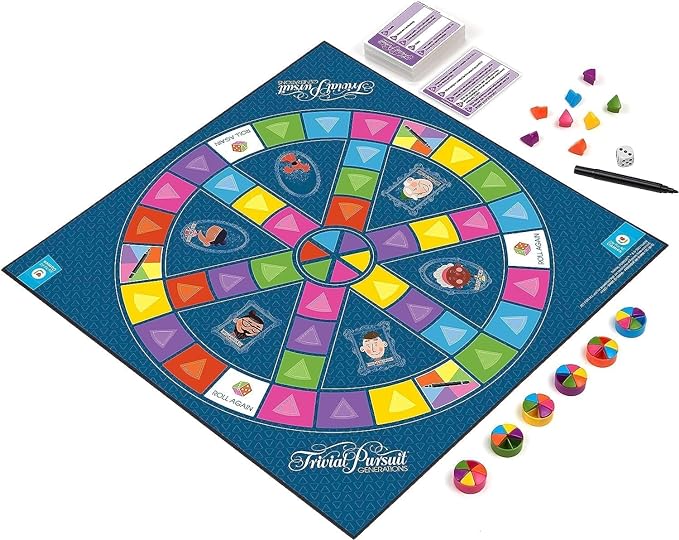 Joy for All Trivial Pursuit Generations - Trivia for Seniors - Cognitive Thinking Game - Big Easy to Read Cards for Low Vision - Fill-in-the-Blank Trivia Cards - Memory Board Game Activity for Elderly