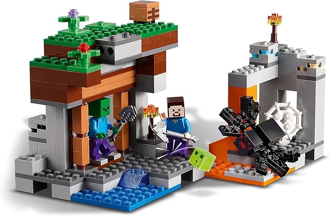 Lego Minecraft The Abandoned Mine Building Toy Zombie Cave with Slime Steve &amp Spider Figures Gift idea for Kids Boys and Girls Age 7 Plus 21166