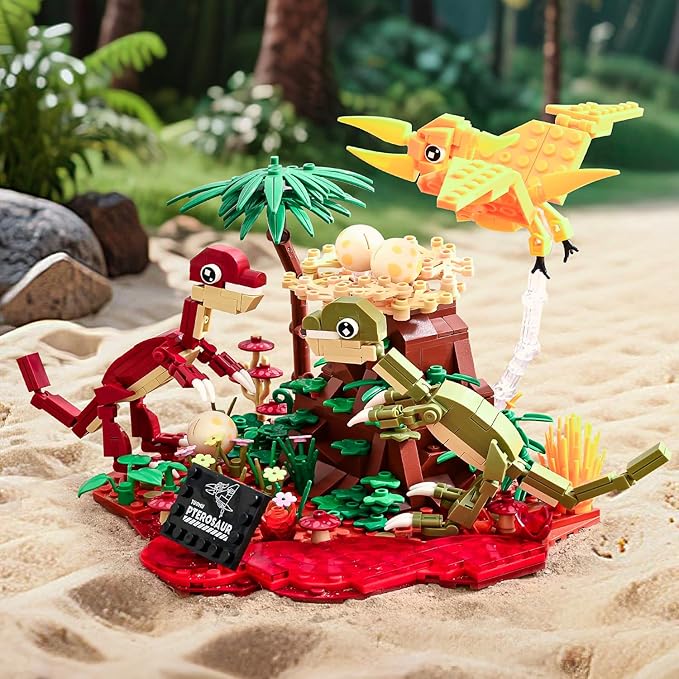 Dinosaur World Building Block SetPterosaur Dinosaur Park Sets for Boy 8-12Pterosaur and Volcano Scene Building SetsHome or Office Décor Sets for Boys 8-14(559pcs)