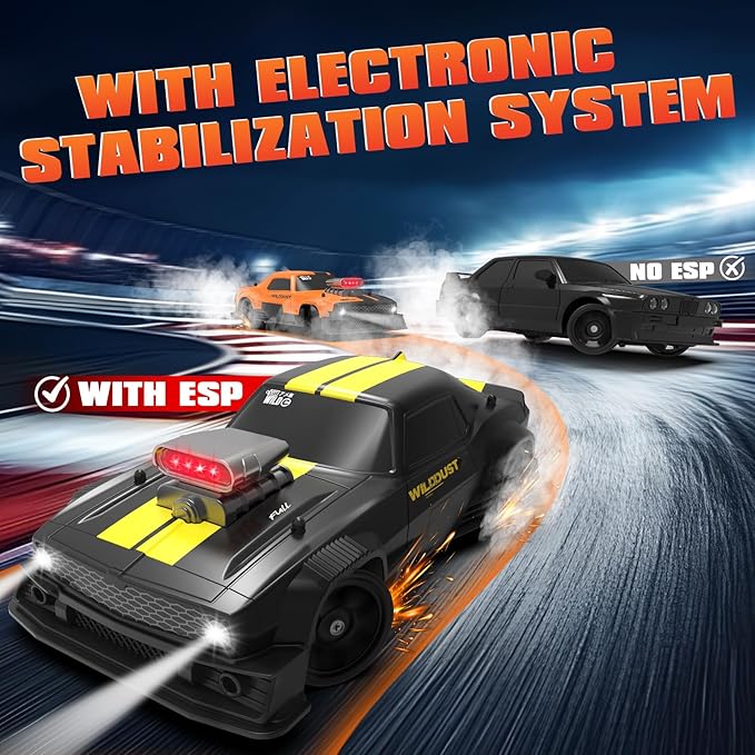 RC Drift Car Fast RC Cars for Adults Drifting Car with Gyro 4WD RTR Full Proportion Remote Control Cars 2.4GHz 1:16 Racing Vehicle with Lights Batteries Sport Toy for Boys Kids