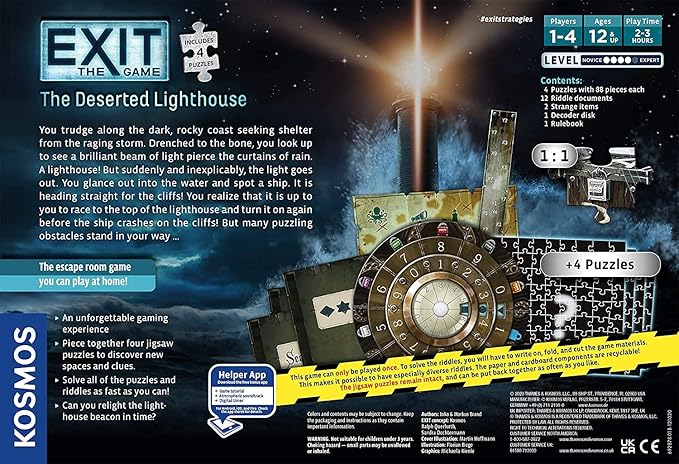 EXIT: The Deserted Lighthouse (With Jigsaw Puzzle) | Exit: The Game - A Kosmos Game | Family-Friendly Jigsaw Puzzle-Based at-Home Escape Room Experience for 1 to 4 Players Ages 12+