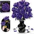 Rose Rotating Everlasting Flower Building Set (866PCS) Compatible Artificial Bouquet Elegant Home/Office Decor Accent for Tabletop Display Long-Lasting Home Decoration (Purple)