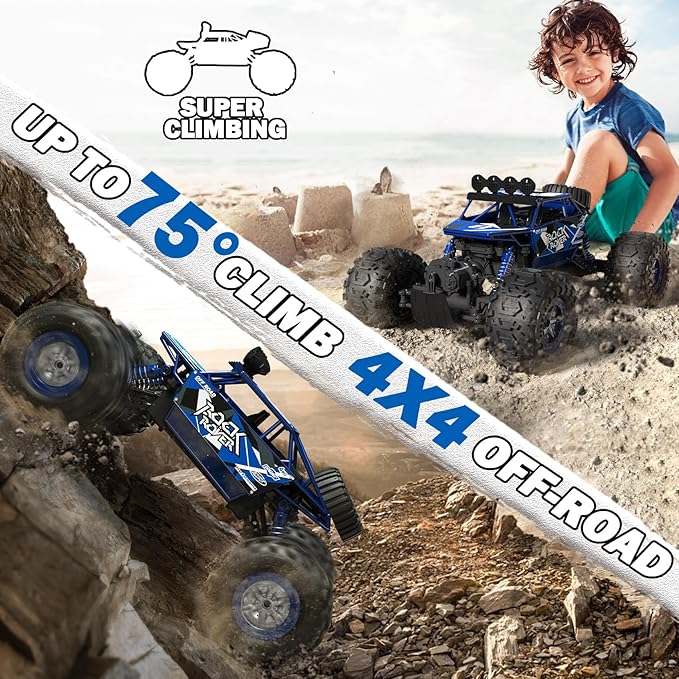 1:10 Scale Remote Control Car 48+ KM/H High Speed Amphibious RC Monster Truck 4WD Waterproof Off RC Road Car 2 Batteries 80Mins Play Toy Gift for Adults Kids Boys Girls