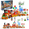 Christmas Train Building Block Set-1461PCS Surprise Christmas Countdown Toys with LED Light Collectible Holiday Block Sets Thanksgiving Xmas Gifts Home Decor for Boys Girls and Adults