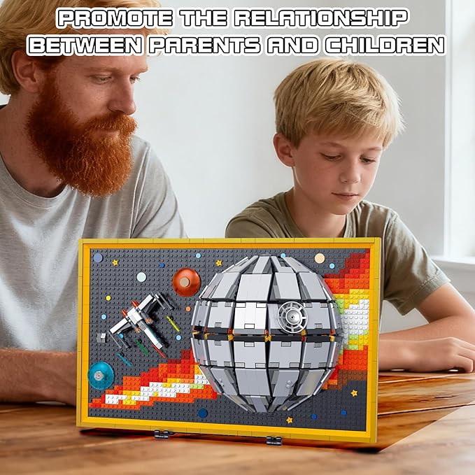 SZRUIZITEC 1566PCS The Death Star Mini Building Blocks Kit Wall Art(Oversized and Incompatible with Lego)Unique Oblivion Space 3D DecorationCreative Display Collection Gift for 14+ Kids and Adults