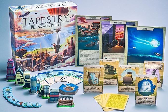 Stonemaier Games: Tapestry: Plans &amp Ploys Expansion by Jamey Stegmaier | Add to Tapestry (Base Game) | New Civilizations Achievements Tapestries and Landmarks | 1-5 Players 120 Mins