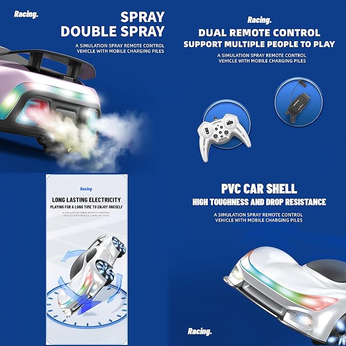 Remote Control CarGesture Sensing RC CarDrift RC Stunt Cars with Light Spray &amp Sound 2.4GHz Hobby RC Cars Toy for KidsDual Control 360° Rotate Birthday Gifts for Boys Girls 6+ (Blue)