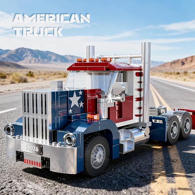 Xbert American Semi Trucks Building Sets Big Rig Tractors Truck Kits Transport Vehicle Cars Toys Birthday Gifts for Boys