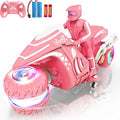 RC Motorcycle Toy with RGB Wheels Light 360° Rotation High Speed Remote Control Dirt Bike with Rider 2.4Ghz Off-Road Kids' Play Motorcycles for Girls Boys Age 5-12