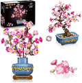HOGOKIDS Flowers Cherry-Blossom Bonsai Building Set - 2 in 1 Artificial Bonsai Tree Plants for Home Decor &amp Display Cherry Botanical Building Blocks Birthday Easter Gift for Adults Teens (775PCS)