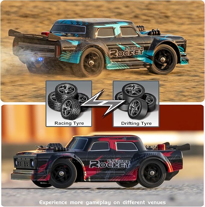 1/16 RC Drift Car 35KM/H 4WD High Speed Remote Control Car with 380 Motor Two Batteries &amp LED Light &amp Spray 2.4 GHz RC Car for Adults and Kids
