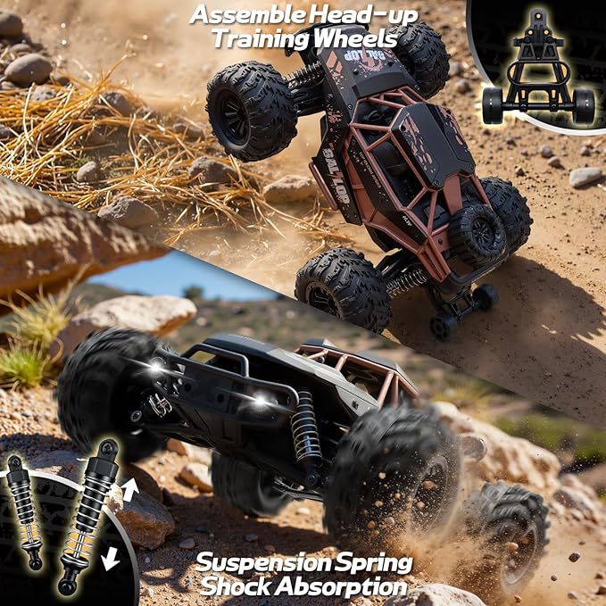 1:16 Scale All Terrain RC Cars High Speed Fast RC Car Max 45km/h 4WD Electric Vehicle Remote Control Monster Truck with 2 1500mAh Batteries2.4GHz 4X4 Off-Road RC Drift Car for Kids Boys Adults