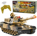 Haktoys RC Battle Tank – 1:24 Scale Remote Control Military Toy with Infrared Shooting Rotating Turret Realistic Lights &amp Sounds | Radio Control Army Tank for Kids &amp Adults