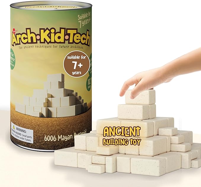 Taksa Toys Arch-Kid-Tech Ancient Mayan Pyramid Architecture STEM Building Blocks - 102-Piece Educational &amp Stackable Learning Set for Kids Indoor Architectural Kit - Montessori Toys for 7+ Years