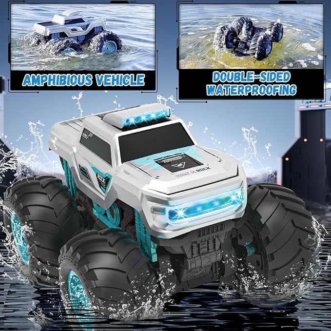 Amphibious Remote Control Car Monster Truck Toys 1:16 Waterproof RC Cars 4WD All Terrain Pick-up Truck Car Toy for Boys Kids Birthday Age 6 7 8 9 10 11 12+