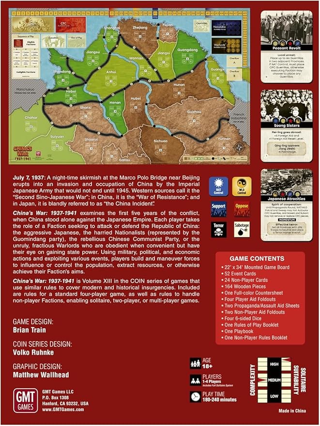 GMT Games China's War 1937-1941 Strategic Board Game for Adults Ages 18+