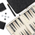 Backgammon Sets for Adults Classic Board Game with Folding Faux Leather Backgammon Case Portable Travel Backgammon Game Set (Black)