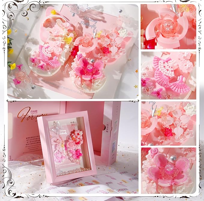 Ideas Flowers Butterfly Collection Mini Building Blocks(Not Compatible with Lego Flowers Butterfly Insects Size0.142in)Creative Insect Specimen Building Set with Exquisite Frame for Nature Lovers
