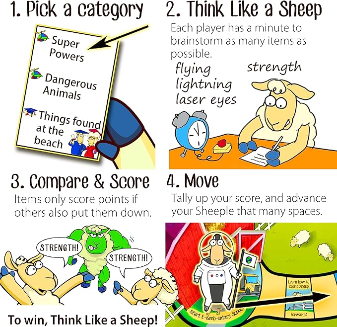 SHEEPLE™ - Hilarious Party Game for Family Game Night - Easy &amp Fun for Big Groups of 4-12 Players – Word Play Fun for Adults Teens and Kids – 30 Minutes – Ages 8 &amp Up – Funny Sheep Gifts