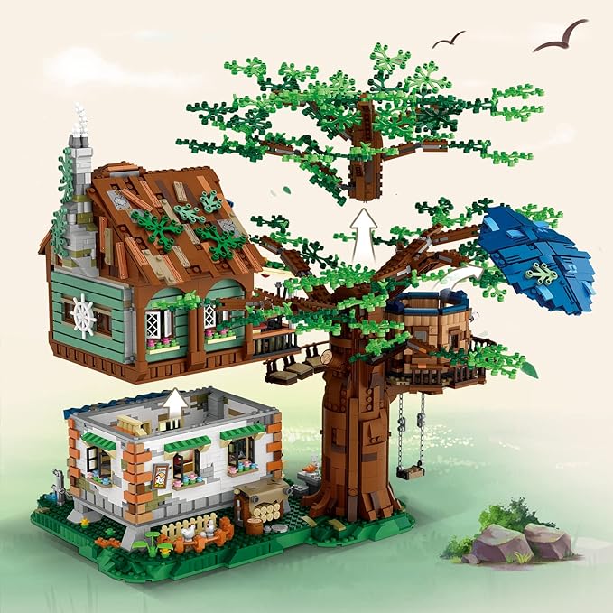 Idea Tree House Bricks Model Toys Set Forest House Building Blocks Street View Sets for Adults Ages 14+ Tree House Display 4761 PCS