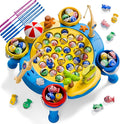 ORANGE OCEAN 70 PCS Magnetic Fishing Table Game for Kids Boys Toddlers Ages 3-5 4-6 Magnetic Fishing Toys with 360° Rotation &amp Sound Birthday Toys Gifts for 3 4 5 6 Year Old Boys Kids 1-8 Playe