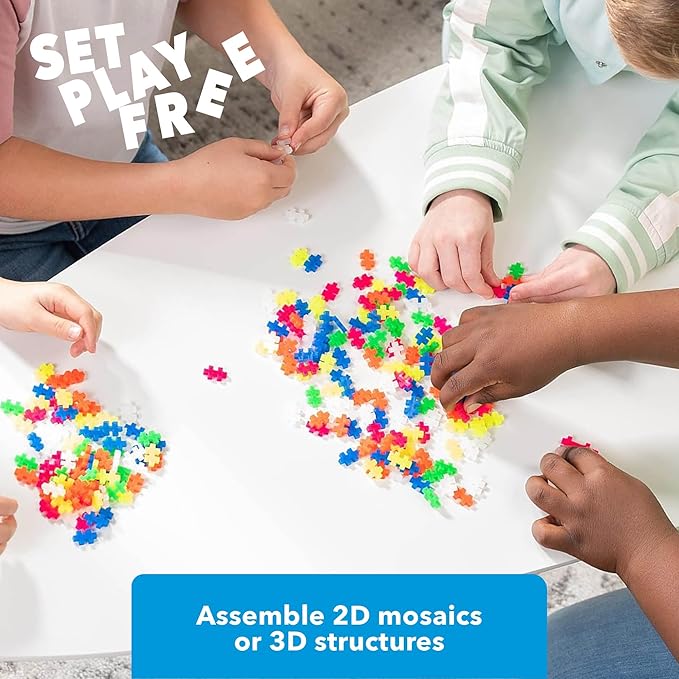 PLUS PLUS 600 Piece Interlocking Building Blocks for Kids Open Ended Connecting Toys STEM Bin Classroom Mini Manipulatives Play Tube - Neon Color Mix