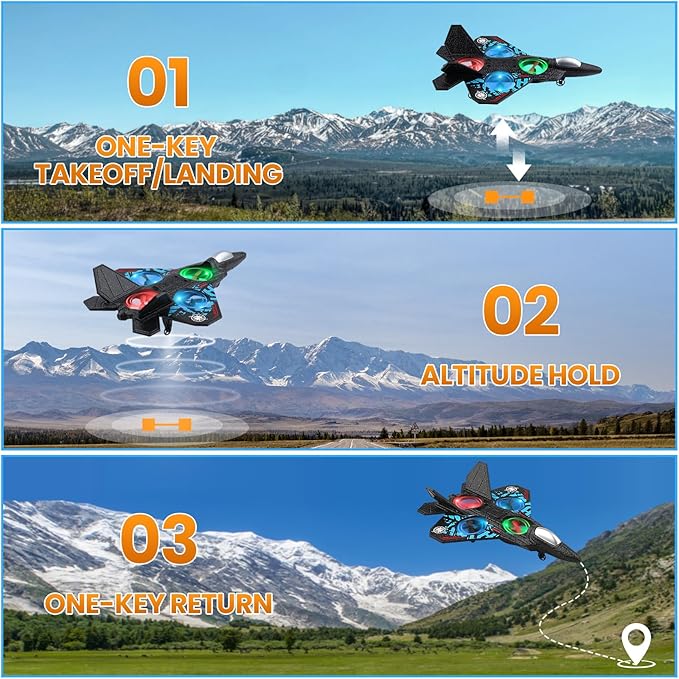 RC Plane 2.4GHz Remote Control Plane L0712 Quadcopter Hovering with Auto Hovering Fighter Aircraft RC Airplane RTF for Beginner Kids and Adults3D Flip Airplane Toy with Colored Lights USB Charging