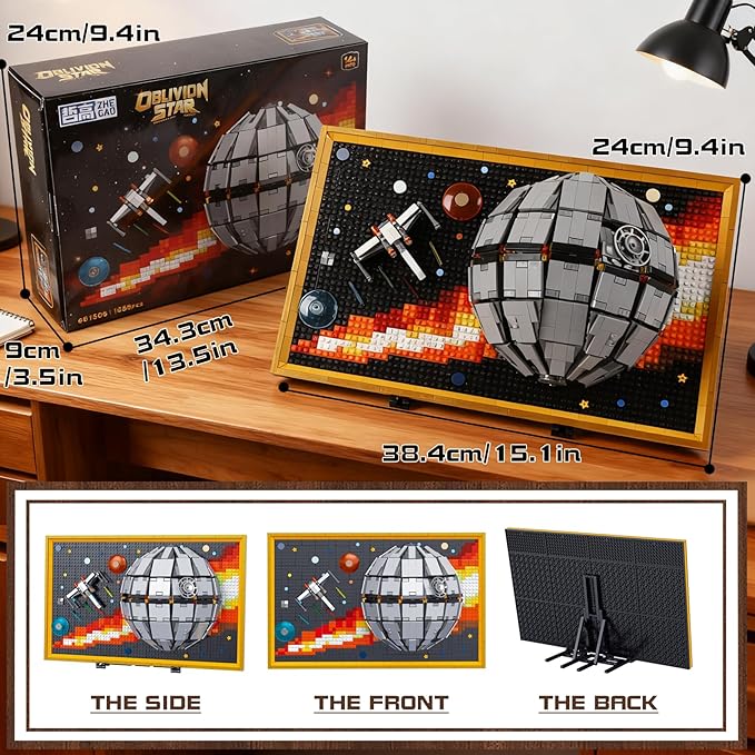 SZRUIZITEC 1566PCS The Death Star Mini Building Blocks Kit Wall Art(Oversized and Incompatible with Lego)Unique Oblivion Space 3D DecorationCreative Display Collection Gift for 14+ Kids and Adults